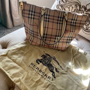 Burberry Haymarket Gold Metallic Canterbury Tote